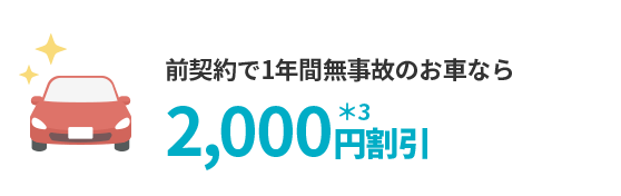 前契約で1年間無事故のお車なら2,000円割引＊3