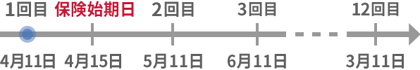 1回目:4月11日 2回目:5月11日、3回目:6月11日、12回目:3月11日