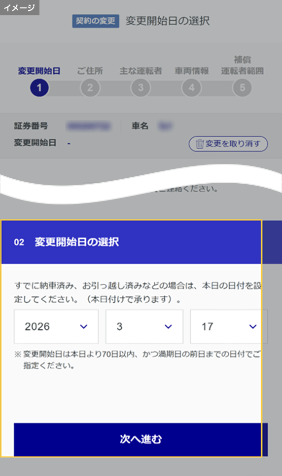 お客さま専用マイページから車両入替の手続きを行う