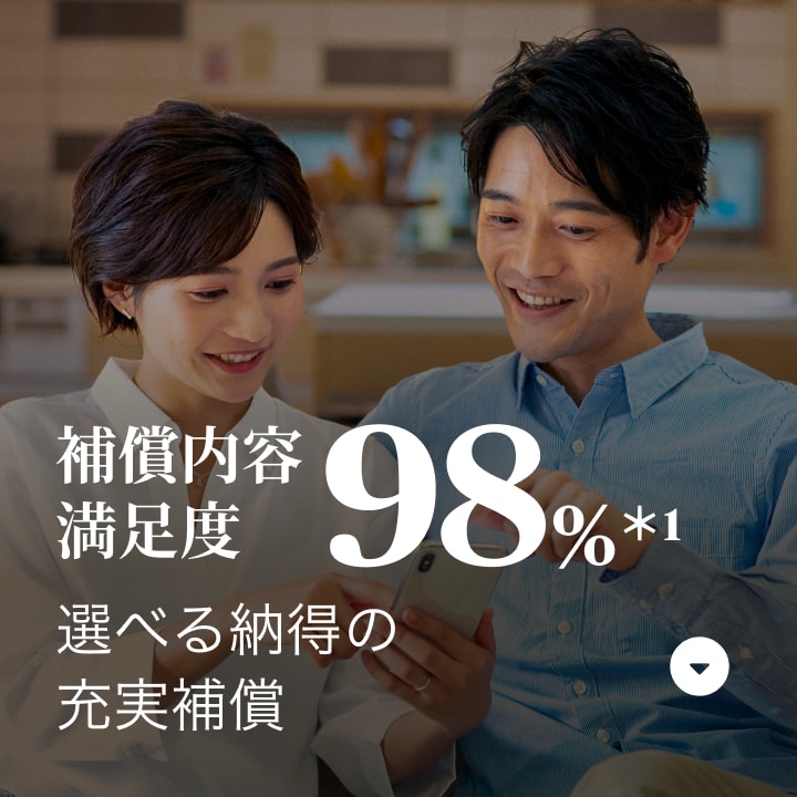 補償内容満足度 98%＊1 選べる納得の充実補償
