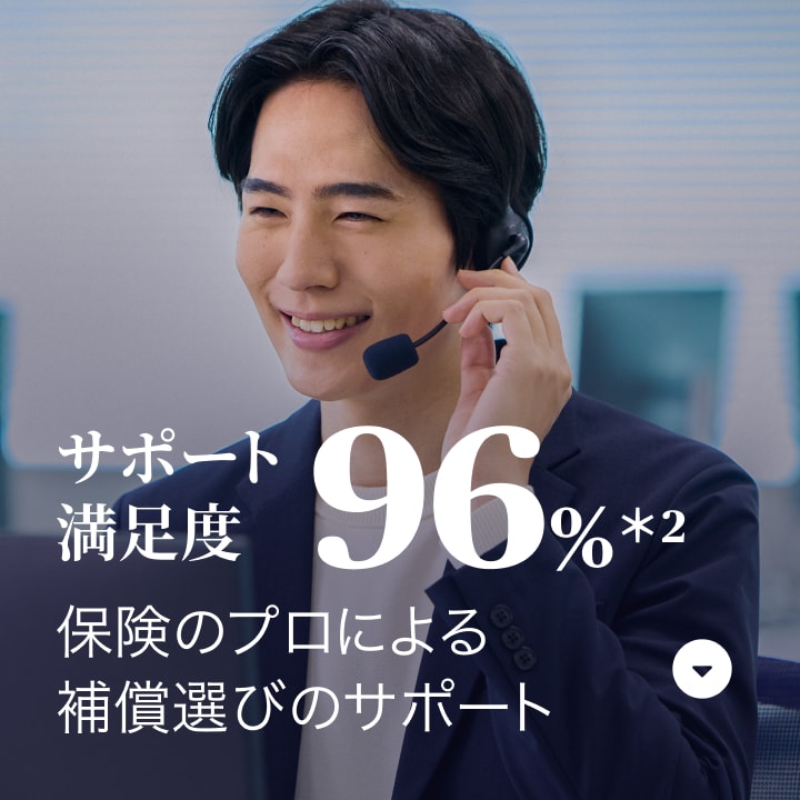 サポート満足度 96%＊2 保険のプロによる補償選びのサポート