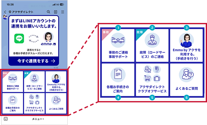 アクサダイレクトLINE公式アカウント 画面1