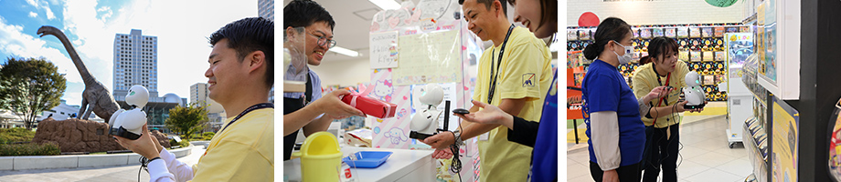 お買い物の道中で町を散策。いろいろなおもちゃ（福井）やカプセルトイ（旭川）を一緒に選びました