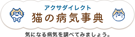 アクサダイレクト 猫の病気事典 気になる病気を調べてみましょう。