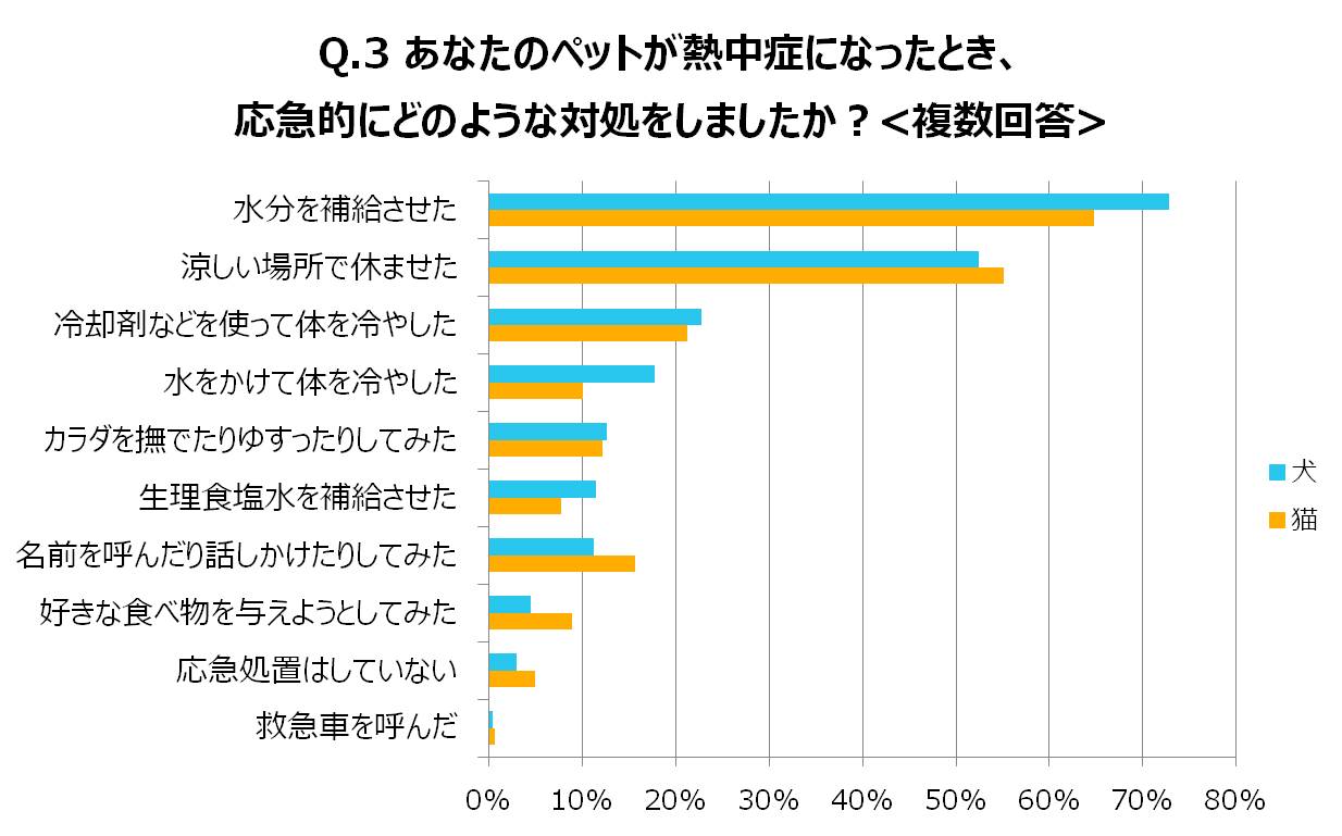 あなたのペットが熱中症になったとき、応急的にどのような対処をしましたか?